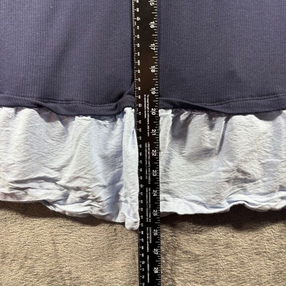 Crown & Ivy Women Top Navy Blue Queen Bee Patch Layer Shirt Peplum 0X XL C214 - Picture 7 of 10